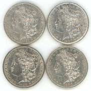 4 Diff. top end Morgan Silver Dollars 1884 to 1900