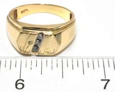 Mens Ring with Diamond Accents in Gold