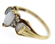 Pretty Synthetic Opal and Diamond Accent Ring