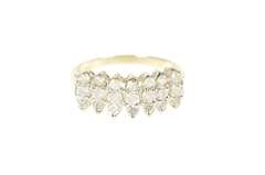 10K Yellow Gold 0.84 Ctw Diamond Row Cluster Statement Ring