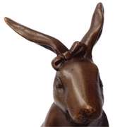 Cuddly Lil Lady Bunny With Flower Basket Bronze Sculpture