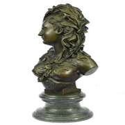 Bust Bronze Statue on Marble Base Sculpture