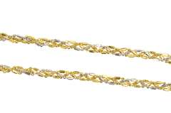 14K Yellow Gold 2.9mm Tri Tone Braided Woven Link Chain Necklace