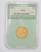 AU58 1861 $5.00 Liberty Head Gold Half Eagle - Graded NTC