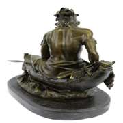 Indian Maiden in Canoe Bronze Sculpture