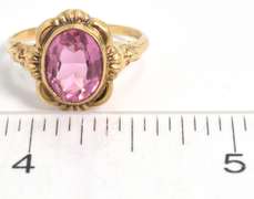 Vintage Pink Stone in Yellow Gold