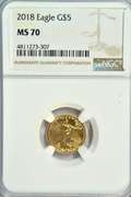 Flawless NGC MS70 graded 2018 $5 American Gold Eagle