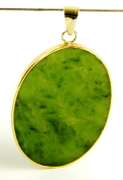 Large Vintage Gold-Filled Carved Jade Pendant