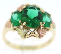 Fancy Green CZ Black Hills Gold Ring