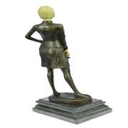 Fencer with Faux Bone holding Foil Bronze Sculpture