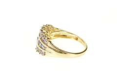 14K Yellow Gold Tiered Row Tanzanite Graduated Statement Band Ring