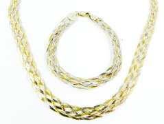 Italian Tri-Color Sterling Woven Necklace & Bracelet