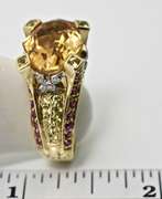Fabulous 14K Citrine, Ruby, & Diamond Ring