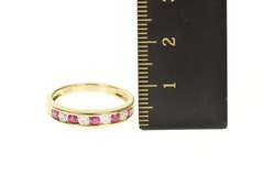 14K Yellow Gold 0.44 Ctw Ruby Diamond Channel Wedding Band Ring