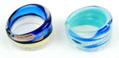 2 Murano Art Glass Rings, Size 10