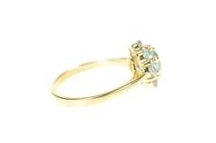 10K Yellow Gold Round Blue Topaz Halo Cluster Cocktail Ring