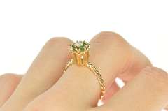 14K Yellow Gold 1960's Diamond Emerald Halo Flower Engagement Ring