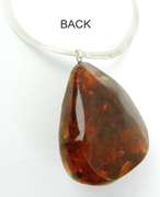 Massive Amber Pendant & Sterling Herringbone Chain