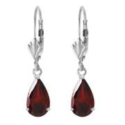Solid White Gold Leverback Earrings Garnet