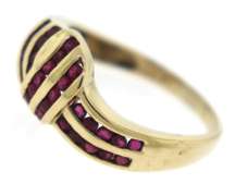 Pretty Yellow Gold Ruby Channel Set Ring