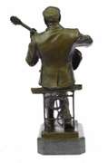 Art Deco Large Black American Music Musician Guitar Player Jazz Bronze Statue