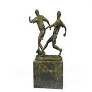 Two Soccer Player Bronze Sculpture