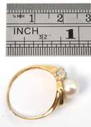 Feminine Pearl & Diamond Ring