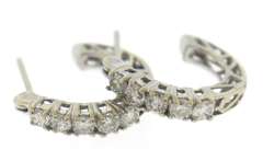 Stunning RBC Diamond Hoop Earrings in White Gold