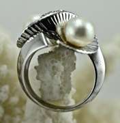 Captivating 14K White Gold Double Pearl Ring