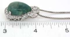 Regal 14.32CTS Emerald & White Sapphire Necklace in Sterling Silver