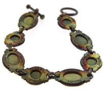 Vintage Gemstone Sterling Toggle Bracelet