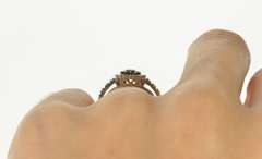 10K White Gold Black & White Diamond Halo Promise Engagement Ring
