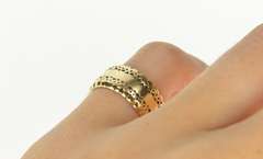 14K Yellow Gold 8.3mm Ornate Scalloped Pattern Wedding Band Ring