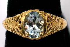Intricate Aquamarine Ring in 14KT Yellow Gold
