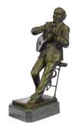 Art Deco Large Black American Music Musician Guitar Player Jazz Bronze Statue