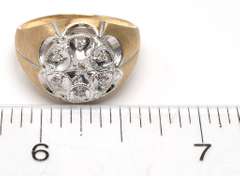 Mens Two Tone Gold Ring with Diamond Accents