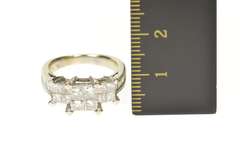 14K White Gold 1.75 Ctw Diamond Princess Ornate Engagement Ring