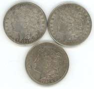1921 P-D-S Morgan Silver Dollars. Nice circs