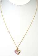 14KT Pink Topaz Heart Pendant & Chain