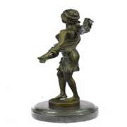 Dancer Bronze Sculpture on Marble Base Figurine
