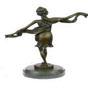 Dancer Bronze Sculpture on Marble Base Figurine