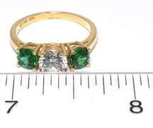Sparkling Emerald & CZ Ring in 14KT Yellow Gold