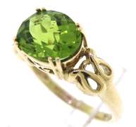 Fancy Oval Peridot Yellow Gold Ring