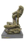 Large Aldo Vitaleh Abstract Nude Female Bronze Marble Sculpture