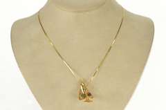 14K Yellow Gold 3D Retro Airplane Garnet Chalcedony Plan Charm/Pendant
