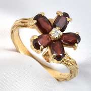 Neat Floral Garnet Ring