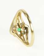 14K Yellow Gold 0.25 Ctw Emerald Diamond Halo Engagement Ring