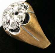 Mens Two Tone Gold Ring with Diamond Accents