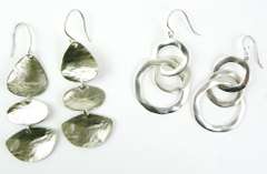 2 Pairs of Long Dangly Sterling Silver Earrings