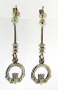 Sterling Silver Claddaugh Dangle Earrings